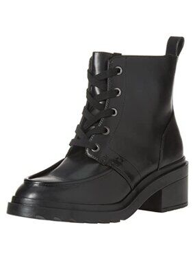 Moc Toe Ankle Boots Faux Calfskin Chunky Platform